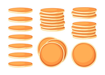 Set of pancakes isolated on white background