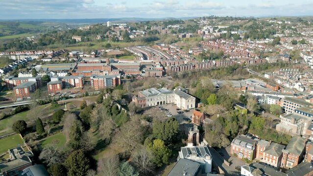 Flying over Northernhay in Exeter, Devon
