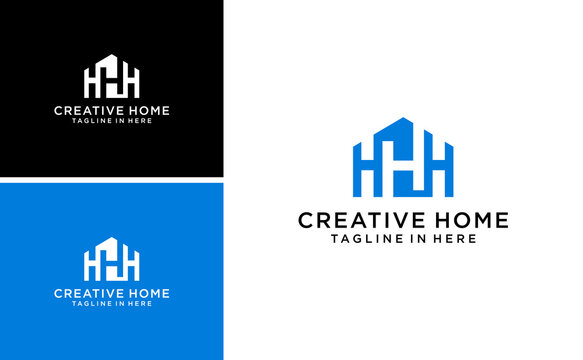 creative letter triple H logo with house vector template
