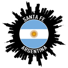 Naklejka premium Santa Fe Argentina Flag Skyline Silhouette Santa Fe Argentina Lover Travel Souvenir Sticker Vector Illustration SVG EPS AI
