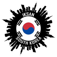 Iksan South Korea Flag Skyline Silhouette Iksan South Korea Lover Travel Souvenir Sticker Vector Illustration SVG EPS AI