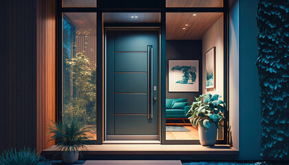 Impressive and Unique Door Design of a Contemporary and Luxury House, Generative AI