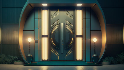 Sleek and Secure, Door Entry of a Futuristic Home, Generative AI