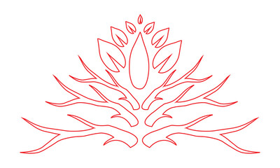 abstract red flower and tree plant