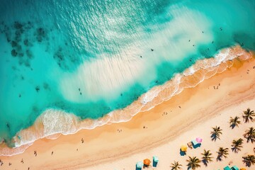 Fototapeta na wymiar top view of a tropical beach. generative ai