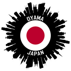 Oyama Japan Flag Skyline Silhouette Oyama Japan Lover Travel Souvenir Sticker Vector Illustration SVG EPS AI