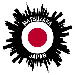 Matsuzaka Japan Flag Skyline Silhouette Matsuzaka Japan Lover Travel Souvenir Sticker Vector Illustration SVG EPS AI