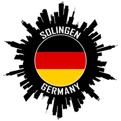 Solingen Germany Flag Skyline Silhouette Solingen Germany Lover Travel Souvenir Sticker Vector Illustration SVG EPS AI