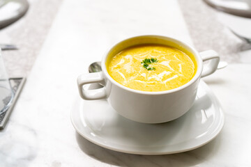 Bowl of Creamy Pumpkin Soup