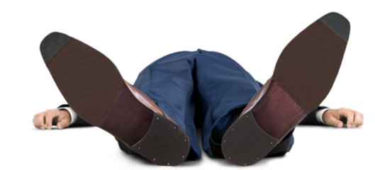 Portrait of a Businessman Lying Flat on his Back