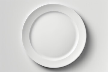The Scene Is Set Minimalism at Its Best with White Plate on White Background. Generative AI