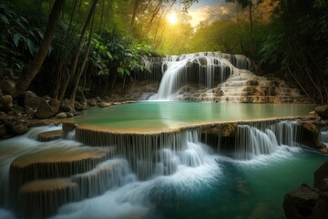 Adventurous Souls Rejoice Take the Plunge and Visit Thailands Majestic Waterfalls. Generative AI