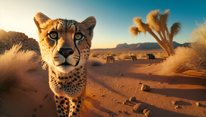 Cheetah in the desert, generative ai
