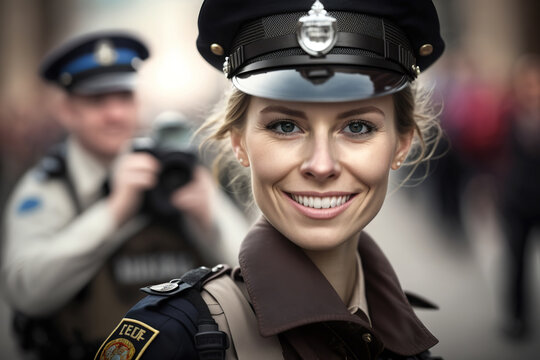 Generative AI image of policewoman near colleague