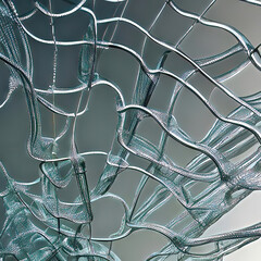 Futuristic Glass Sculpture in Colorful Gradient Background