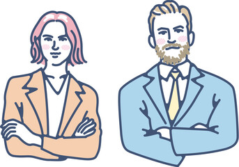 腕組みをしている外国人のビジネスパーソン