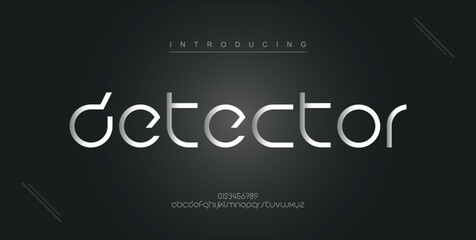 Detector digital modern alphabet new font. Creative abstract urban, futuristic, fashion, sport, minimal technology typography. Simple vector illustration with number