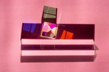 Abstract geometric shapes of color spectrum of light refraction and prisms