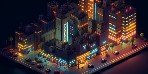 mini city,digital illustration generative AI
