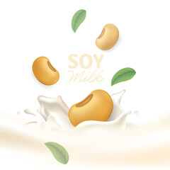 Realistic Soy milk splash background illustration