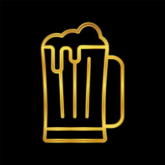 beer icon in gold color, glass of beer logo vector illustration for graphic and web design