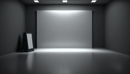 Obraz premium futuristic architecture clean empty white room showcase hallway mockup created with generative ai technology