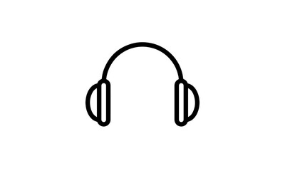 headphone vector icon outline style black and white background, Music industry icon, podcast icon