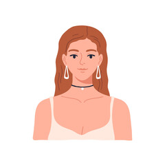 Portrait of a young attractive woman in a casual clothes. hand drawn illustration