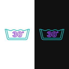 Line Washing under 30 degrees celsius icon isolated on white and black background. Temperature wash. Colorful outline concept. Vector