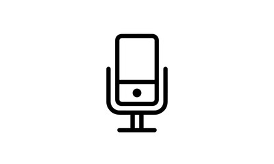 voice recorder vector icon outline style black and white background, Music industry icon, podcast icon