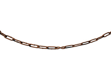 Old rusty chain hangs horizontally