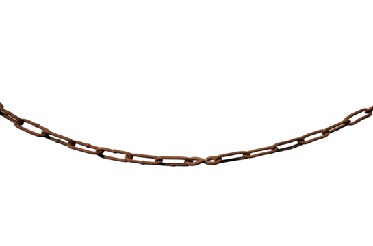 Old rusty chain hangs horizontally