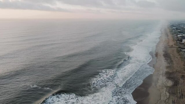 drone ocean waves on the beach in outer banks, nags head, north carolina video