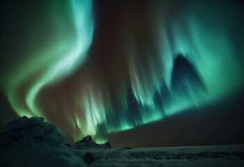 Aurora Borealis Northern Lights in Winter Arctic Landscape - Generative AI 003