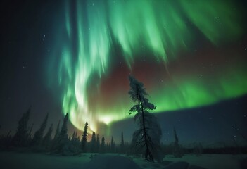 Aurora Borealis Northern Lights in Winter Arctic Landscape - Generative AI 024