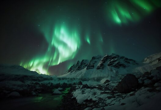 Aurora Borealis Northern Lights in Winter Arctic Landscape - Generative AI 008 © Propaganda