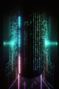 Background of binary code symbols showing programming codes. Generative AI