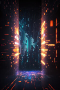 Background of binary code symbols showing programming codes. Generative AI