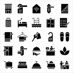 Hotel service, Simple thin line hotel icons set, vector illustration on white background