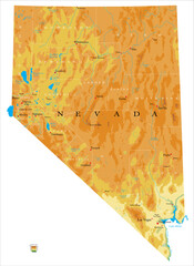 Nevada highly detailed physical map - 576746971