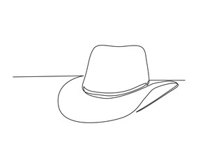 Continuous one line drawing of cowboy hat. Simple cowboy hat line art vector illustration.  