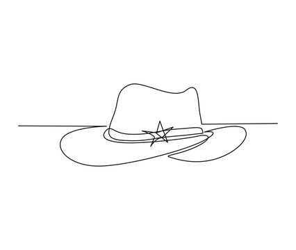 recommend clip art: Continuous one line drawing of cowboy hat. Simple cowboy hat line art vector illustration.  