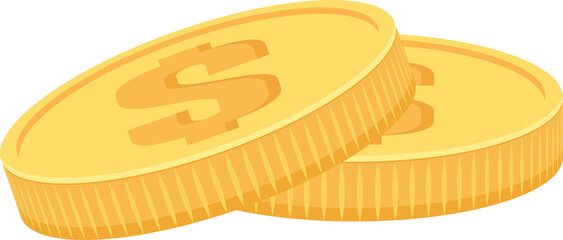 Cartoon object money rich golden coin