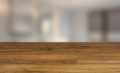 Scandinavian bathroom, classic  vintage interior design. 3D rendering.. Blank paintings.  Mockup., Background with empty wooden table. Flooring.