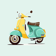 Vector illustration of Italian scooter.Vintage motorcycle illustration. Scooter motorcycle illustration. Motorcycle in illustration in flat style.