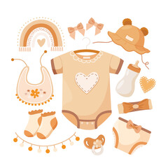Cute childish set with baby boho clothes