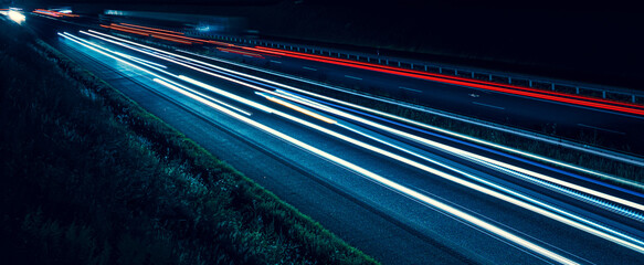 lights of cars with night. long exposure