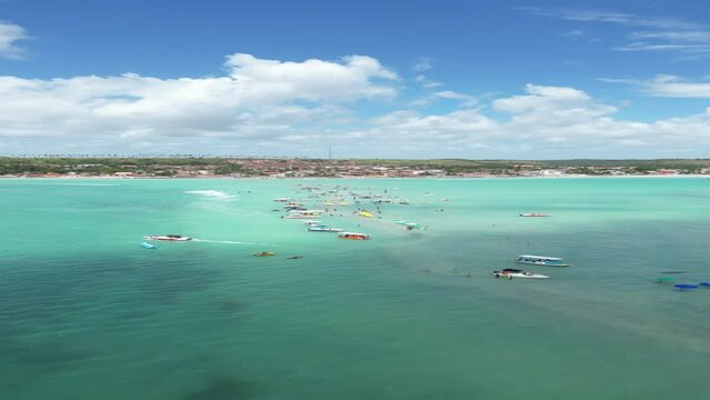 Aerial photo of the Caminho de Mois&eacute;s on Barra Grande beach in the city of Maragogi, Alagoas, Brazil (Caminho de Moises em Maragogi, praia de Barra Grande, praia de antunes em alagoas, maceio)
