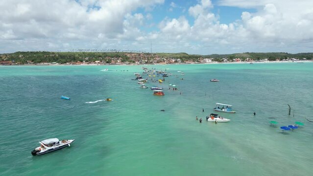 Aerial photo of the Caminho de Mois&eacute;s on Barra Grande beach in the city of Maragogi, Alagoas, Brazil (Caminho de Moises em Maragogi, praia de Barra Grande, praia de antunes em alagoas, maceio)