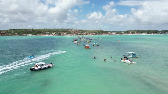 Aerial photo of the Caminho de Mois&eacute;s on Barra Grande beach in the city of Maragogi, Alagoas, Brazil (Caminho de Moises em Maragogi, praia de Barra Grande, praia de antunes em alagoas, maceio)